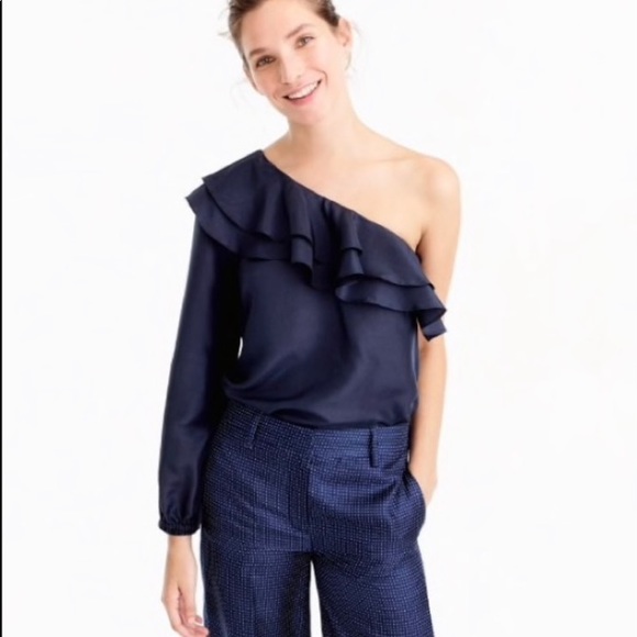 ⭐️HP⭐️ NWT J. Crew one-shoulder shantung silk top. - Picture 2 of 9